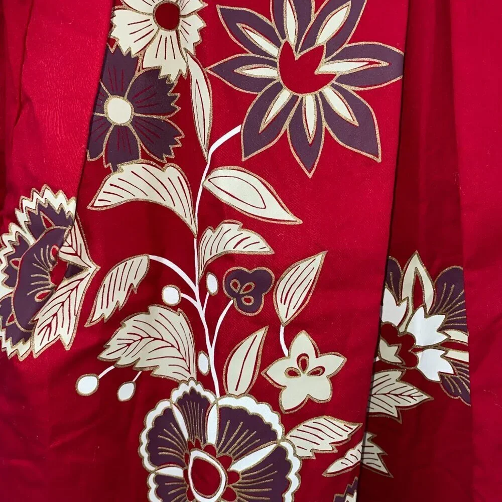Tea Collection Girls Red Dress with Purple Gold & Ivory Flowers